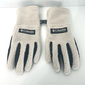 Columbia Women's Cream Sherpa Black Gloves Size S Winter Warm